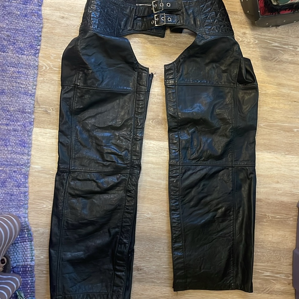 Black leather chaps
